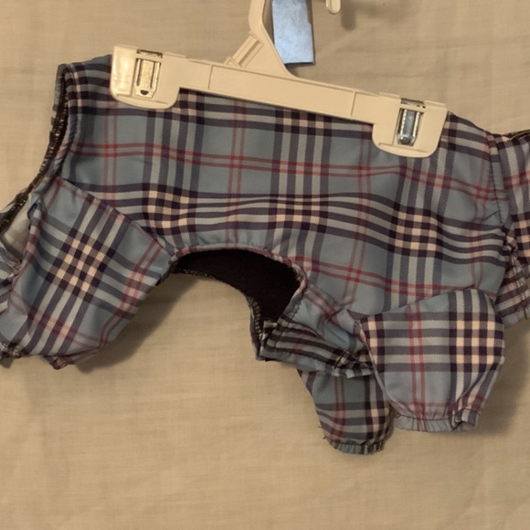 Daba Doo: Blue-Berrie Plaid Fleece-Lined Water Repellant Dog Coat(8”Back/3”Leg) - Picture 2 of 3